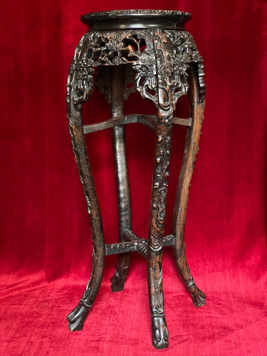 Sellette en bois sculpté Vietnam, époque fin XIXème siècle. Asie, Indochine.-photo-3