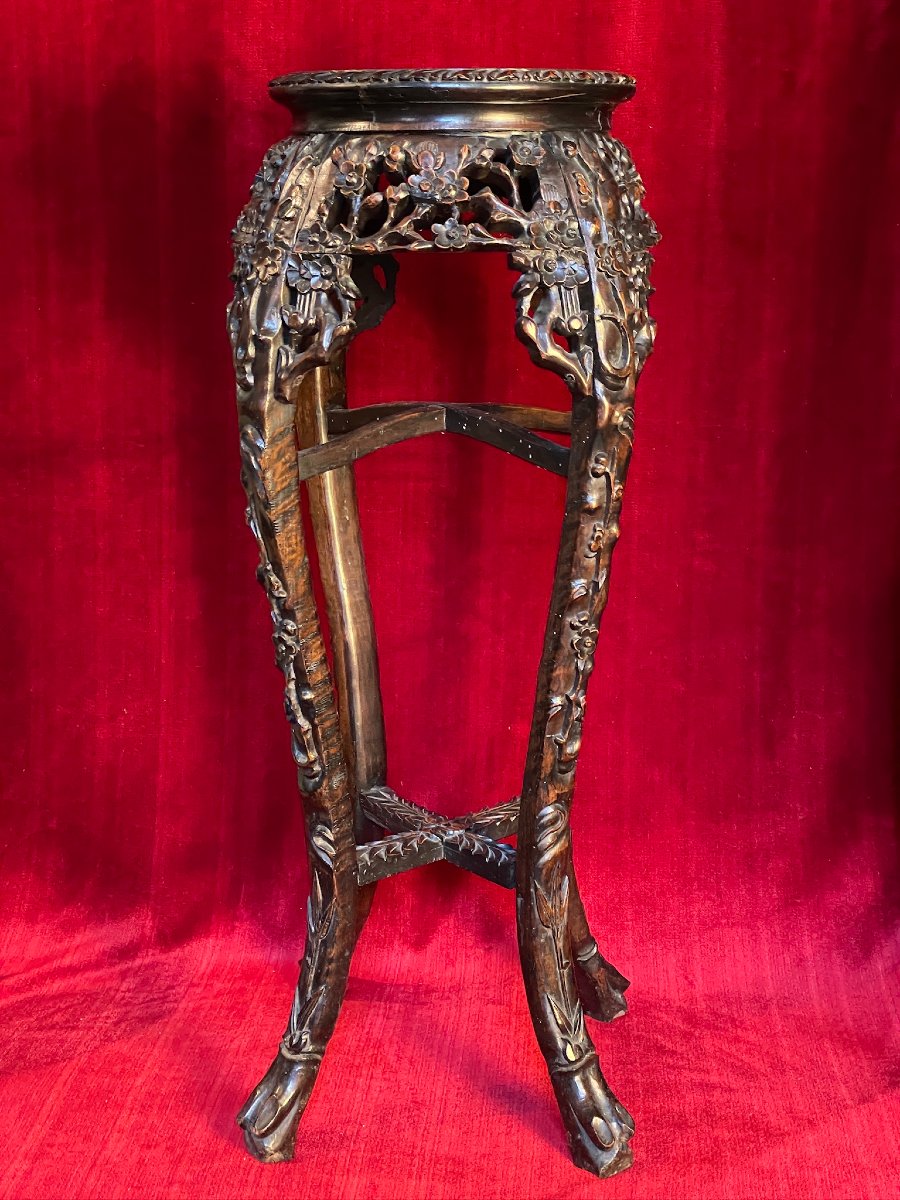 Sellette en bois sculpté Vietnam, époque fin XIXème siècle. Asie, Indochine.-photo-4