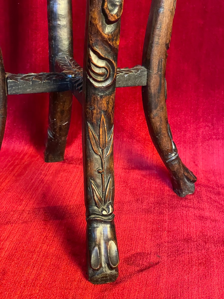 Sellette en bois sculpté Vietnam, époque fin XIXème siècle. Asie, Indochine.-photo-2