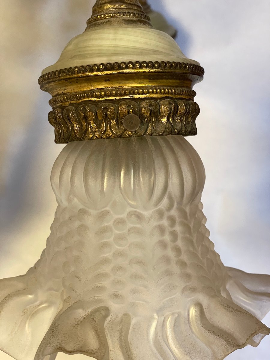 Lustre Napoléon III en bronze doré et onyx style directoire XIXème-photo-2
