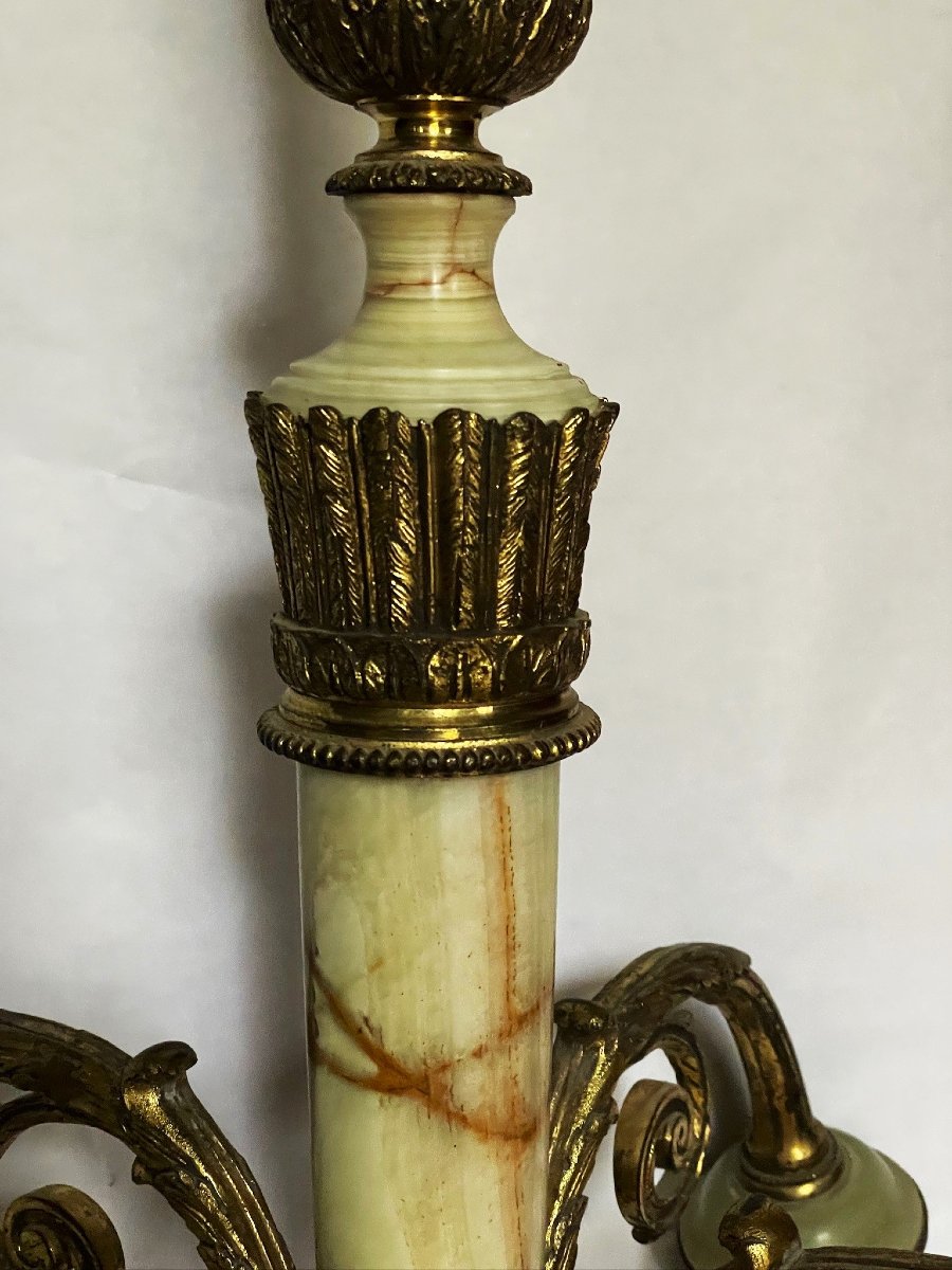 Lustre Napoléon III en bronze doré et onyx style directoire XIXème-photo-3