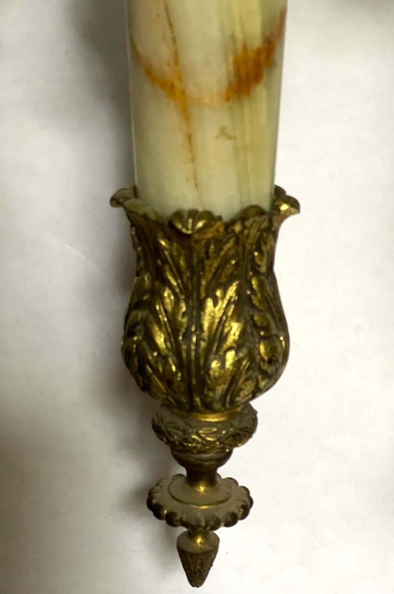 Lustre Napoléon III en bronze doré et onyx style directoire XIXème-photo-6