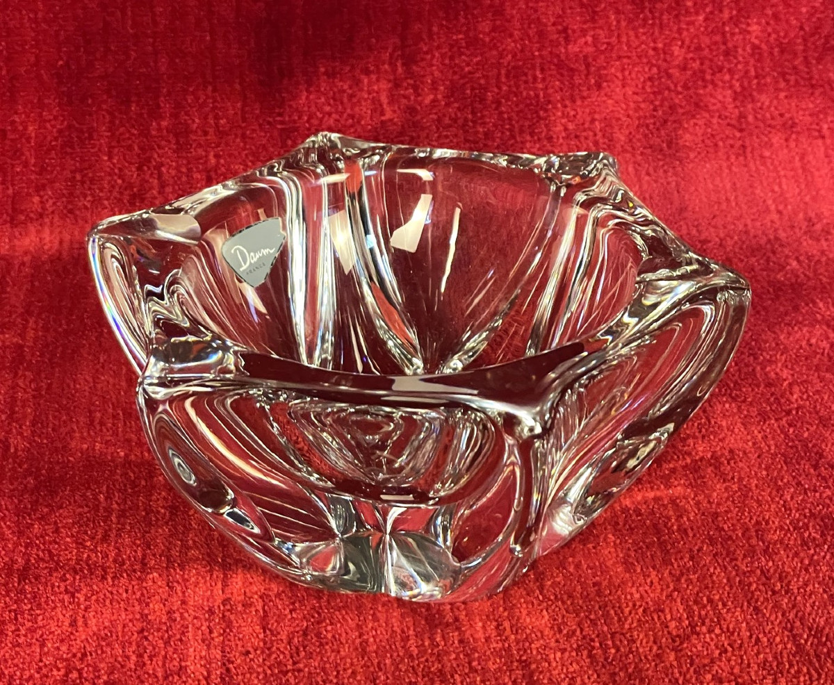 Cendrier en cristal transparent de la Cristallerie Daum Nancy, vide-poche