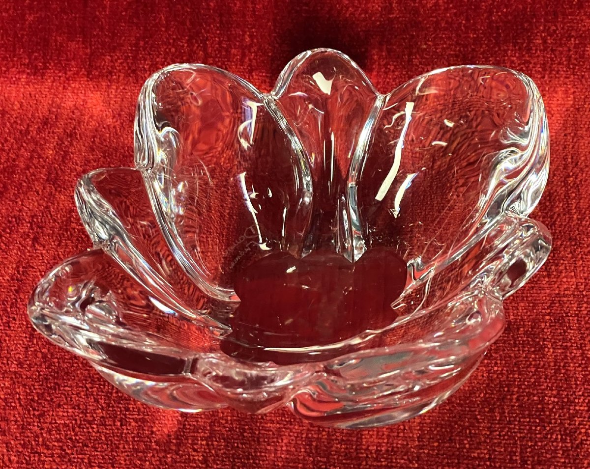 Daum Clear Crystal Trinket Tray In The Shape Of A Corolla-photo-1