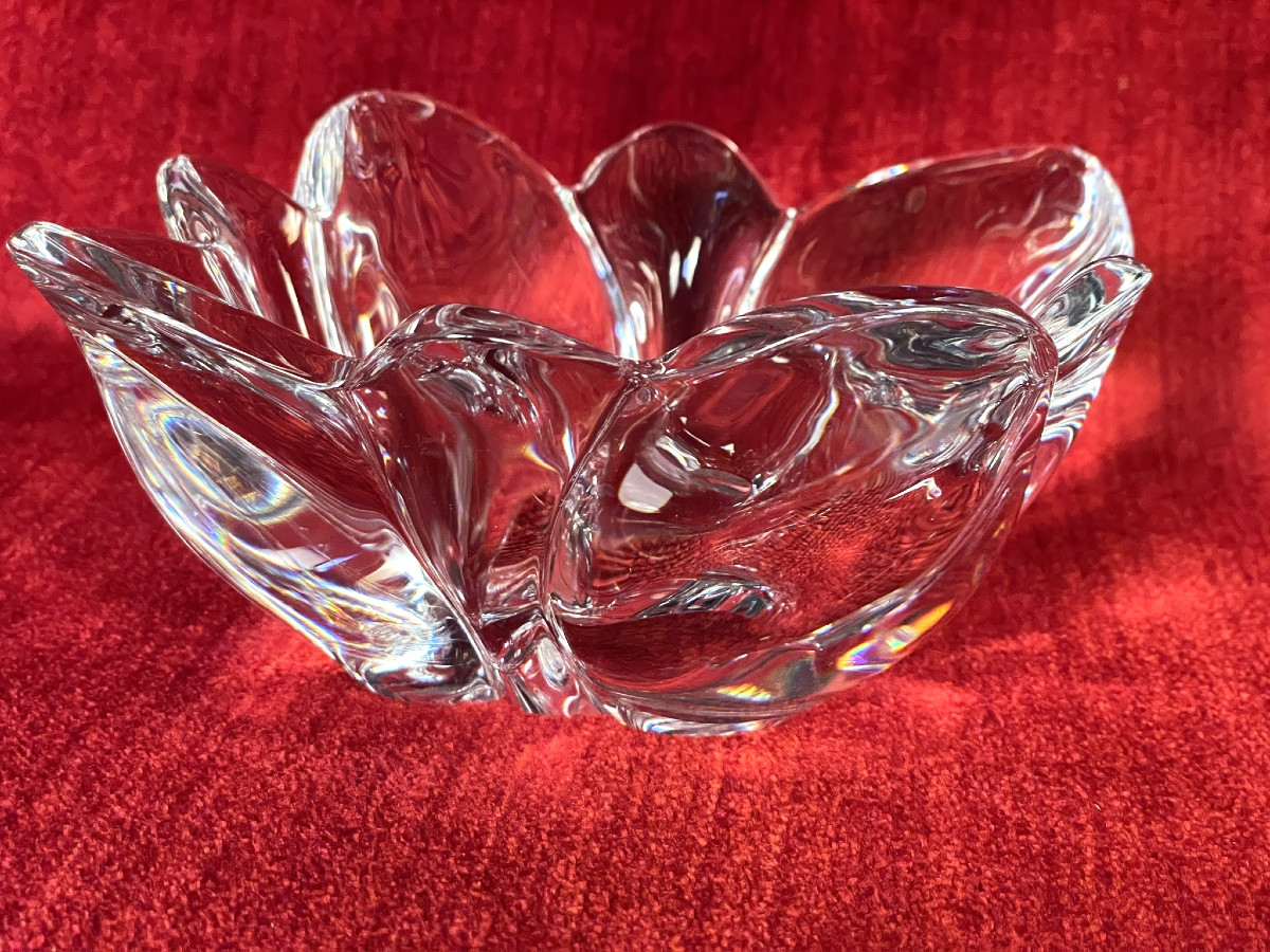 Daum Clear Crystal Trinket Tray In The Shape Of A Corolla
