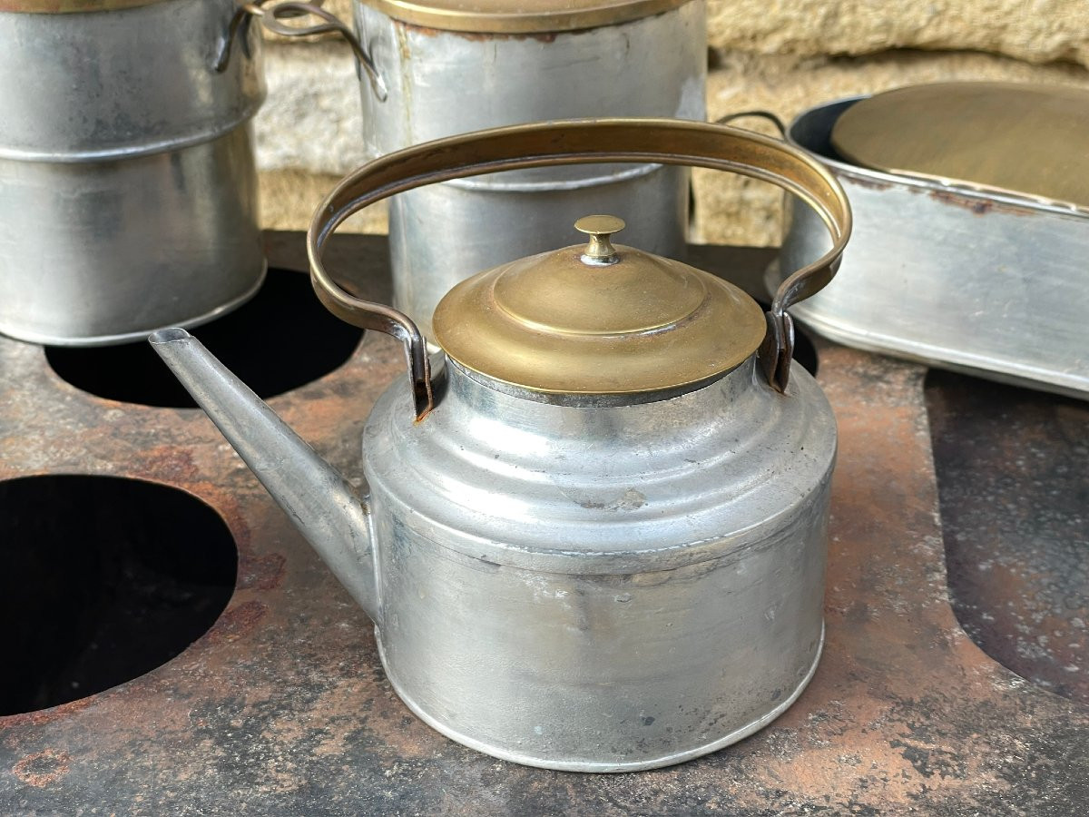 Large 19th Century Toy Stove, Oven, Doll Made Of Tinplate And Brass -photo-3