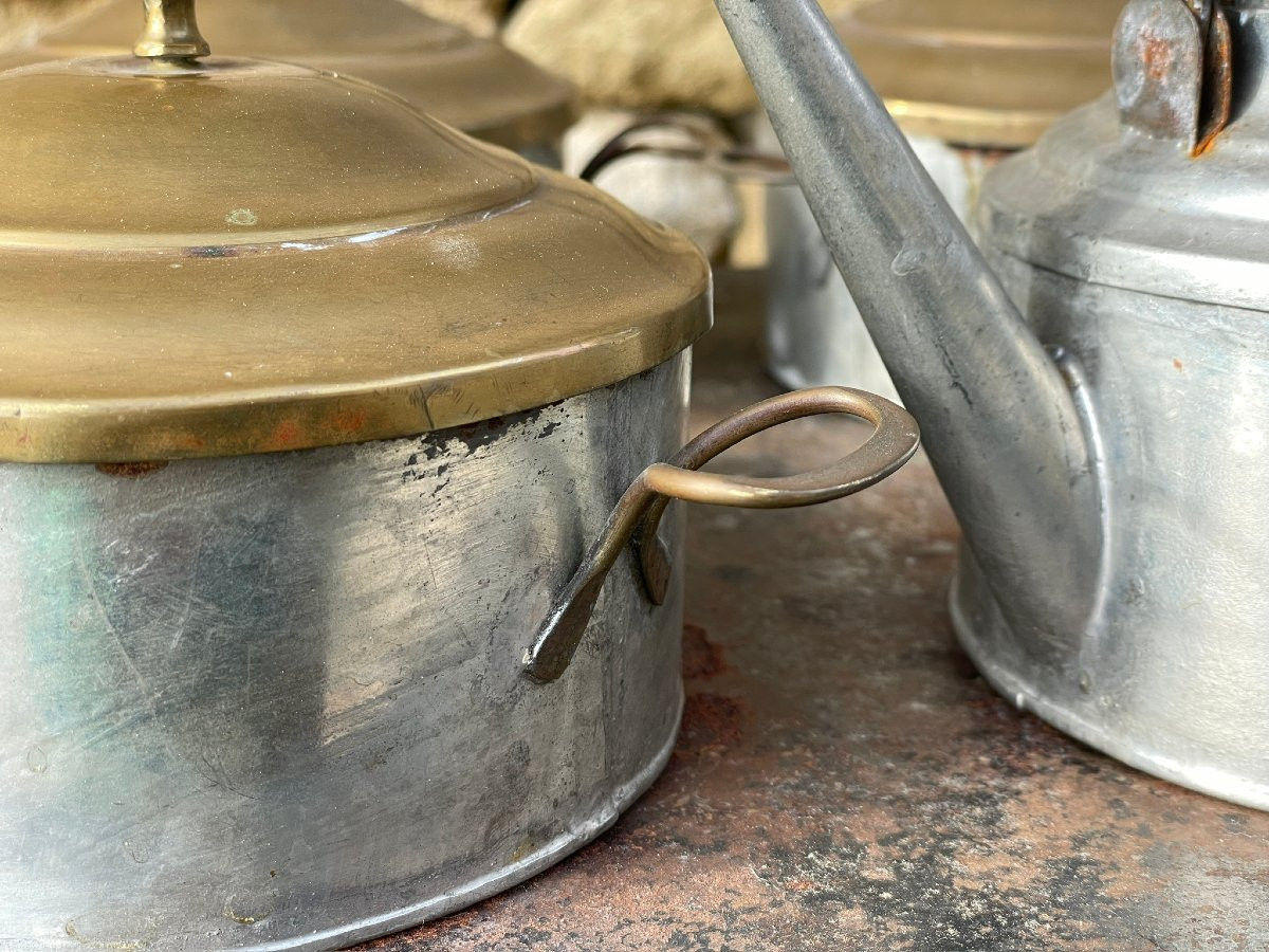 Large 19th Century Toy Stove, Oven, Doll Made Of Tinplate And Brass -photo-4
