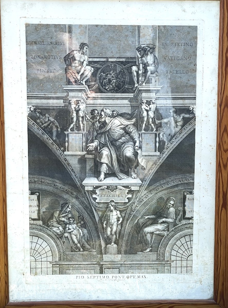 Four Large Engravings: Sistine Chapel Ceiling Michelangelo. Camerale Calcografia Of Rome-photo-5