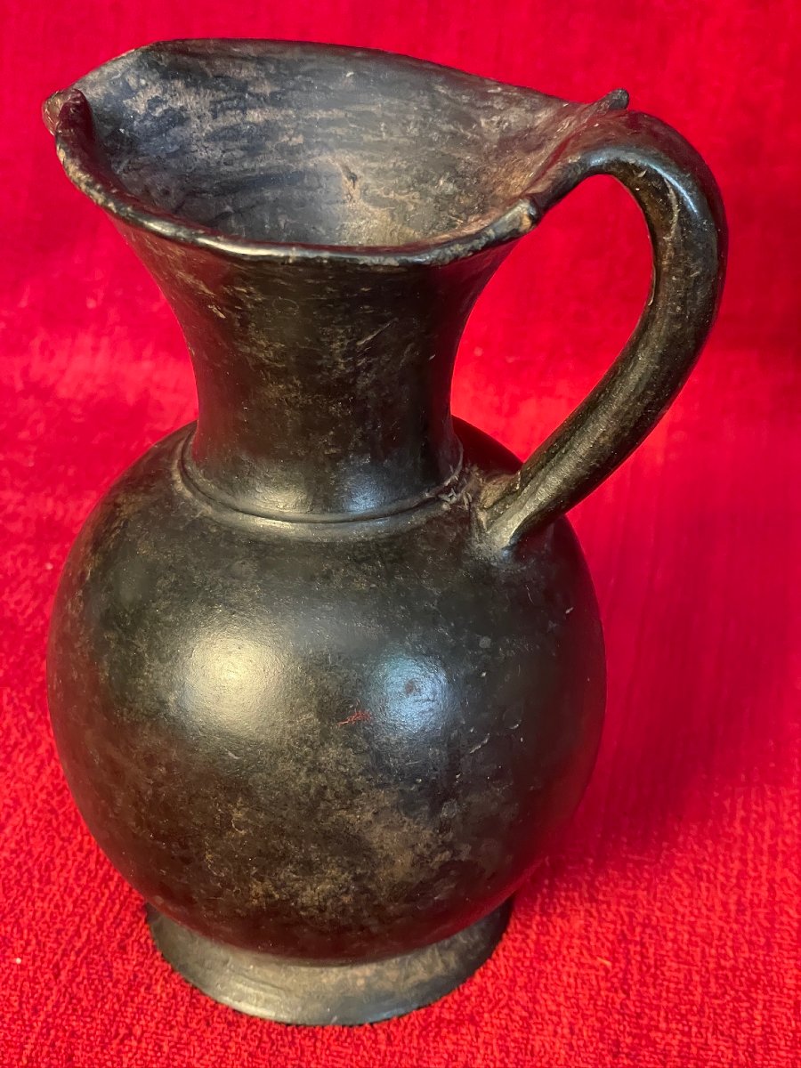 Etruscan Oenochoe, Wine Jug, In Black -photo-3
