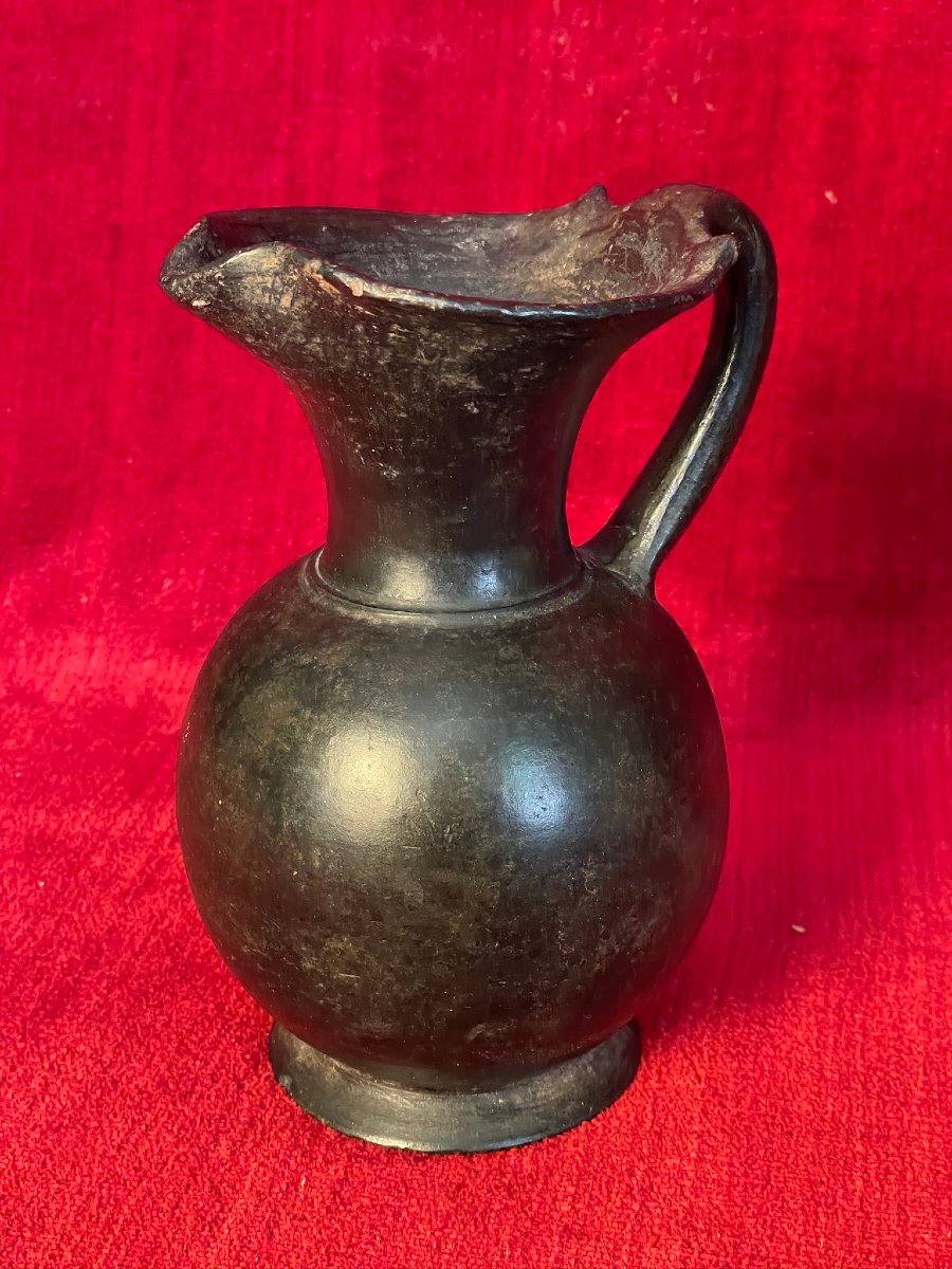 Etruscan Oenochoe, Wine Jug, In Black -photo-4