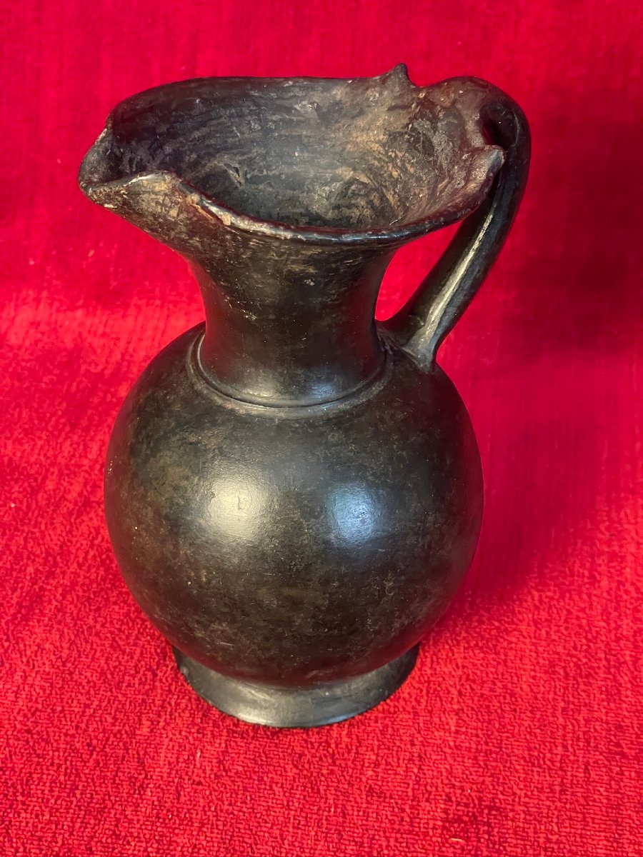Etruscan Oenochoe, Wine Jug, In Black -photo-2