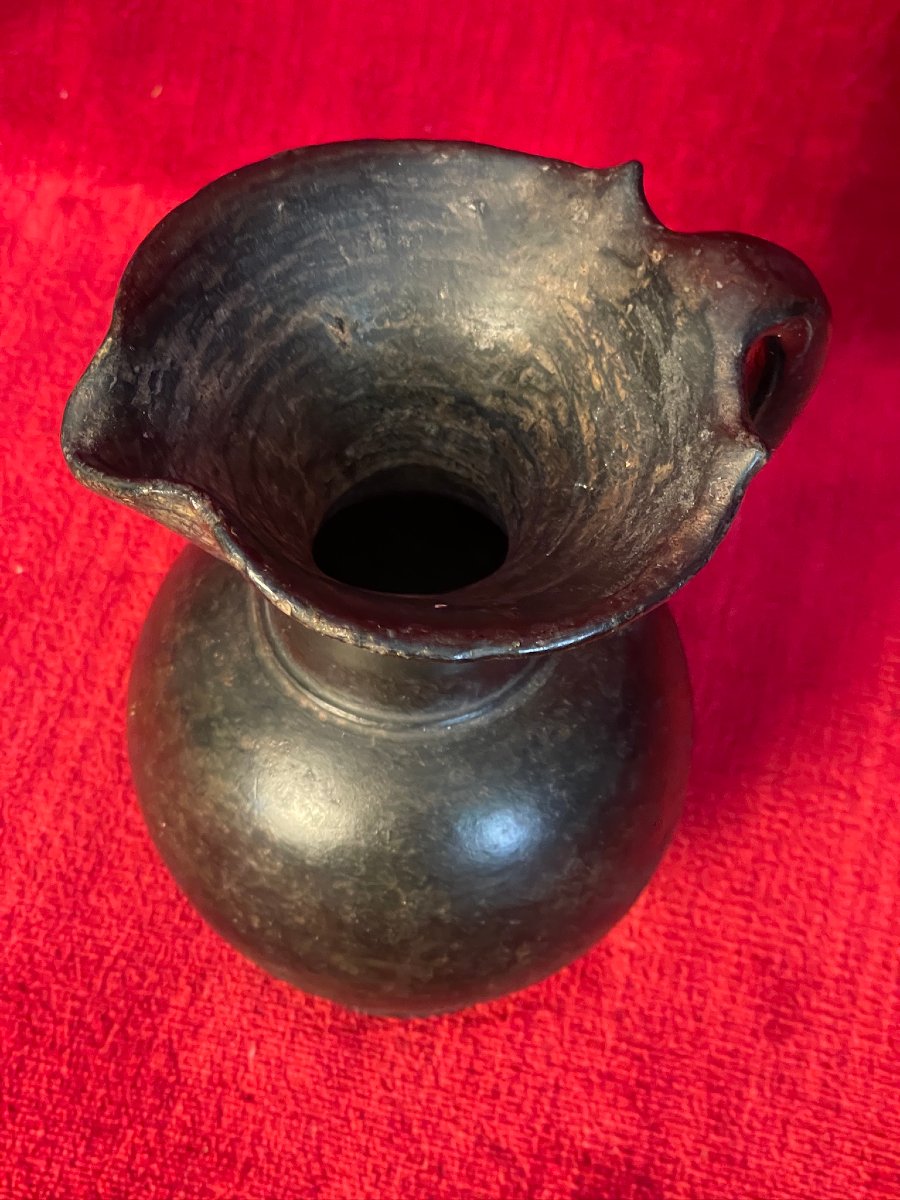 Etruscan Oenochoe, Wine Jug, In Black -photo-3