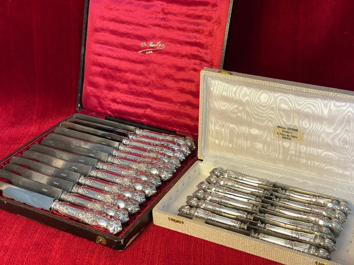 24 Napoleon III Silver Knives, 19th Century-photo-3