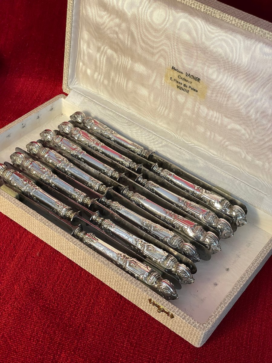 24 Napoleon III Silver Knives, 19th Century-photo-3