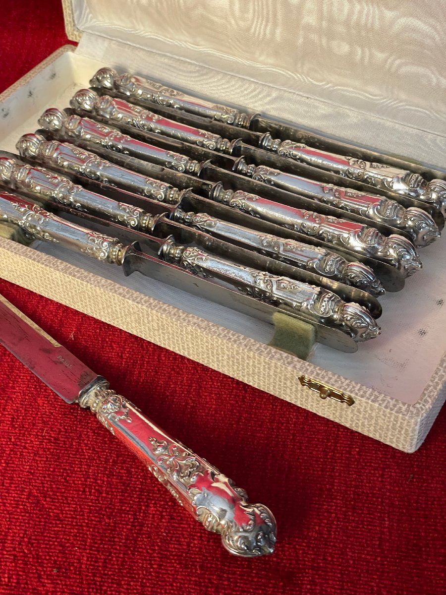 24 Napoleon III Silver Knives, 19th Century-photo-4