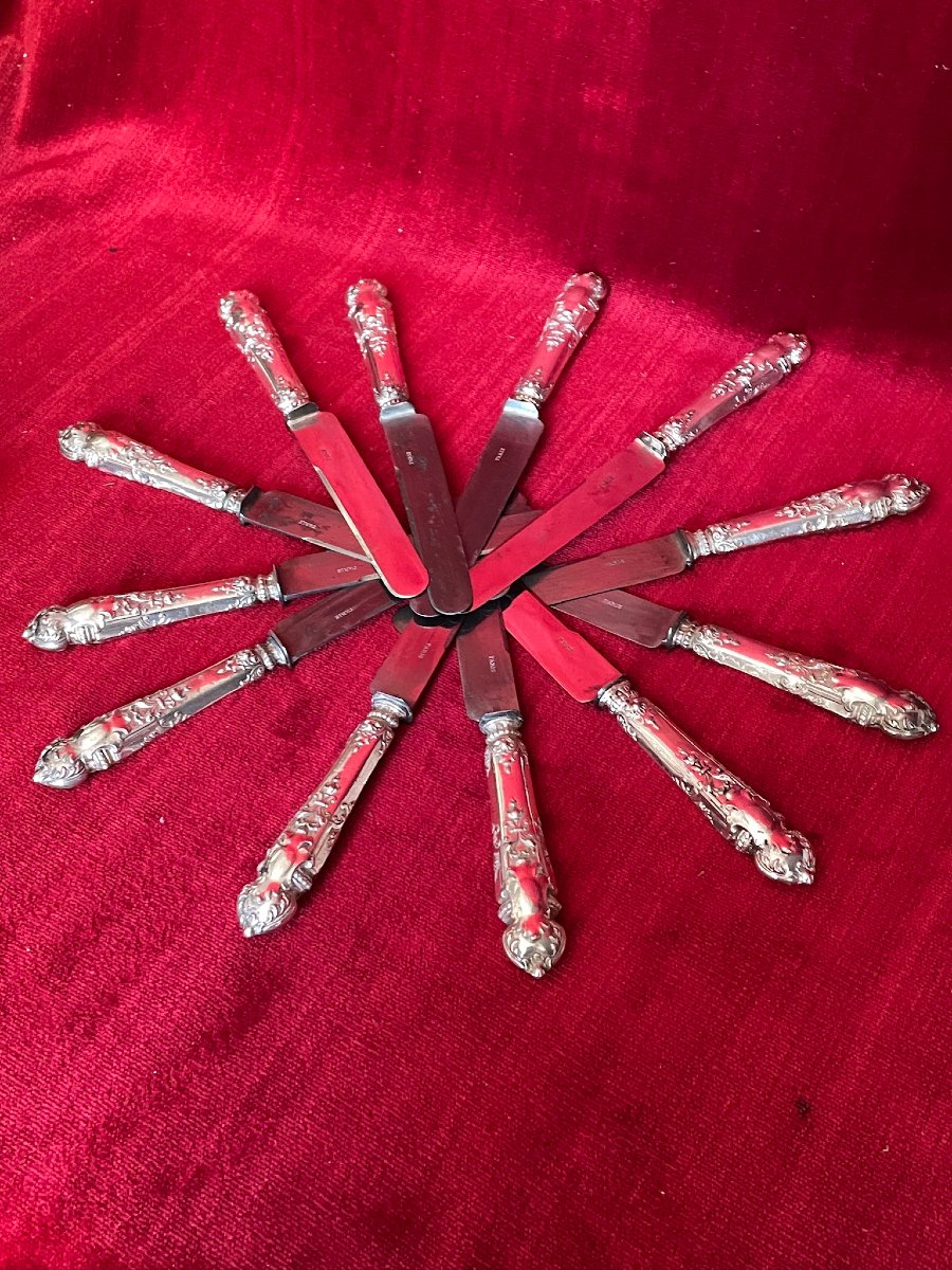 24 Napoleon III Silver Knives, 19th Century-photo-5