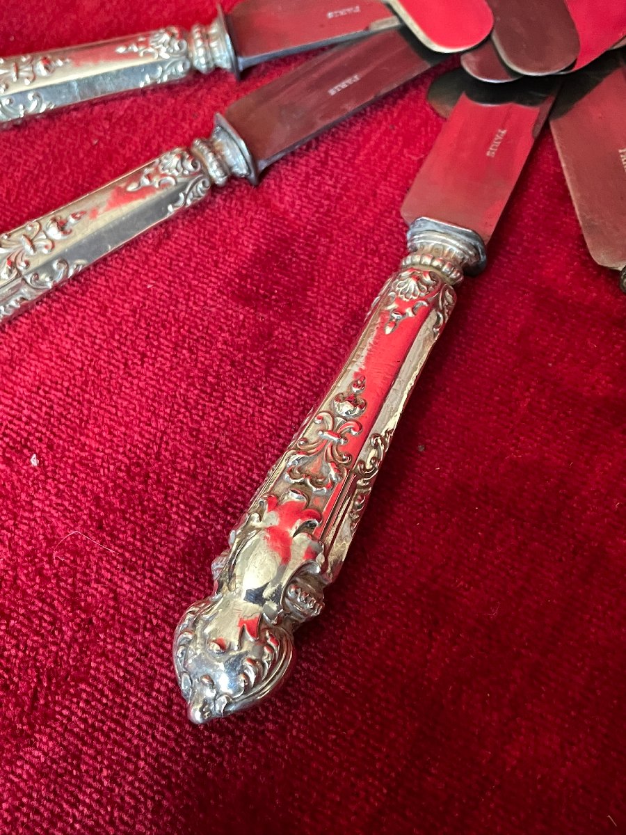 24 Napoleon III Silver Knives, 19th Century-photo-6