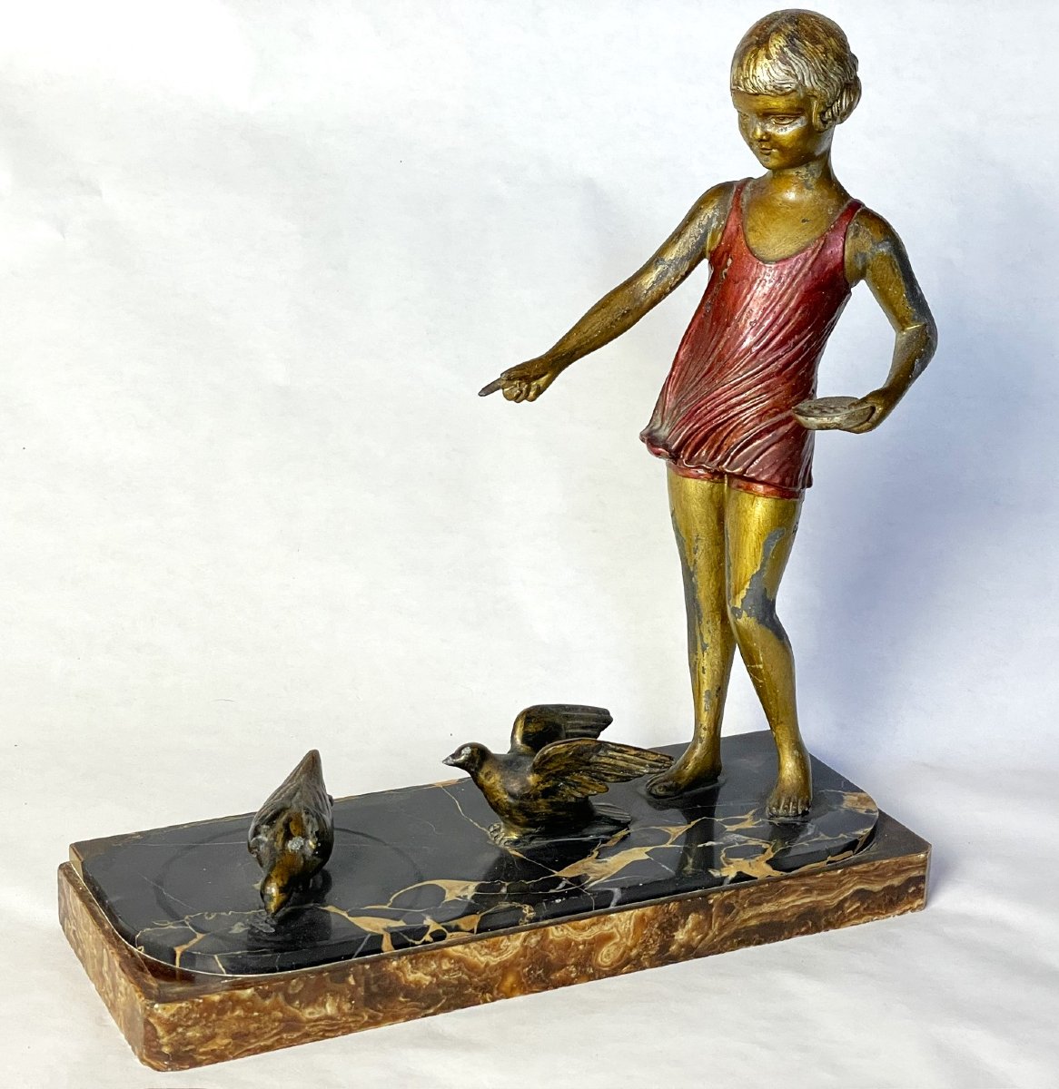 Uriano, Ugo Cipriani Girl Feeding Birds Circa 1930