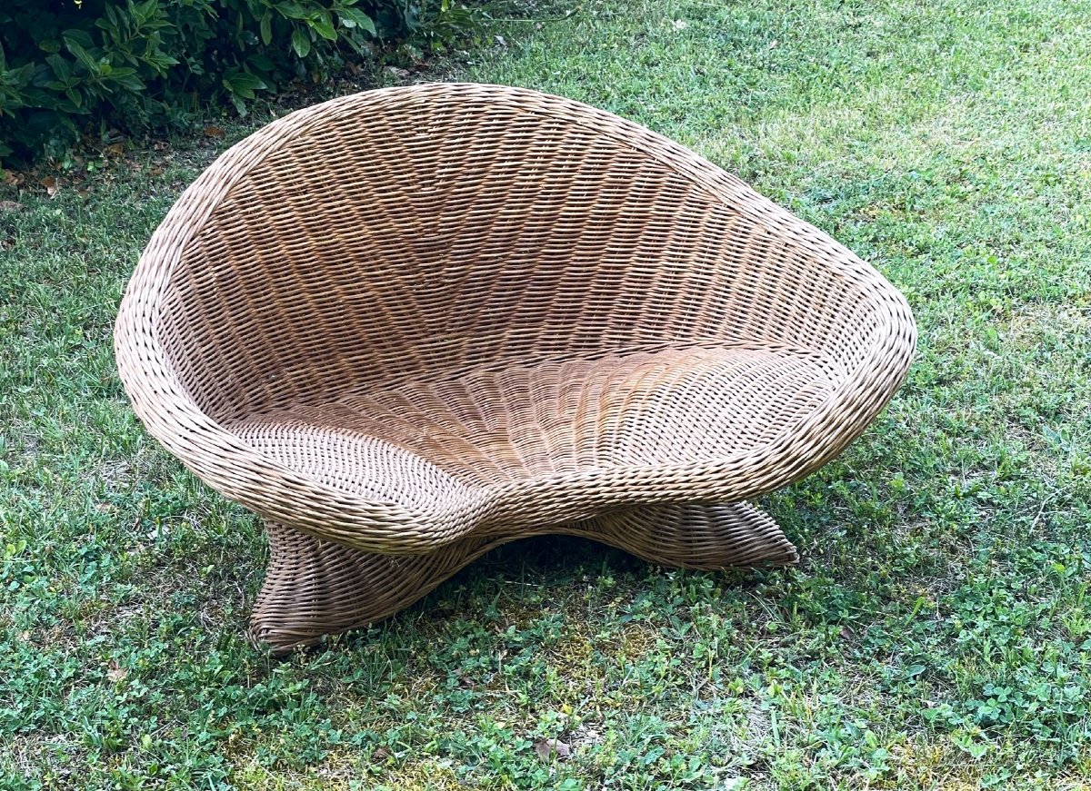 Siège-fauteuil-sculpture en rotin, méditation position lotus du yoga-photo-2