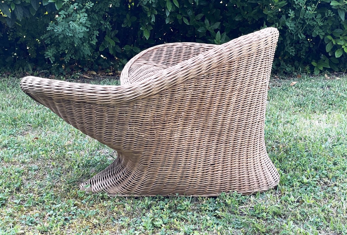 Siège-fauteuil-sculpture en rotin, méditation position lotus du yoga-photo-4