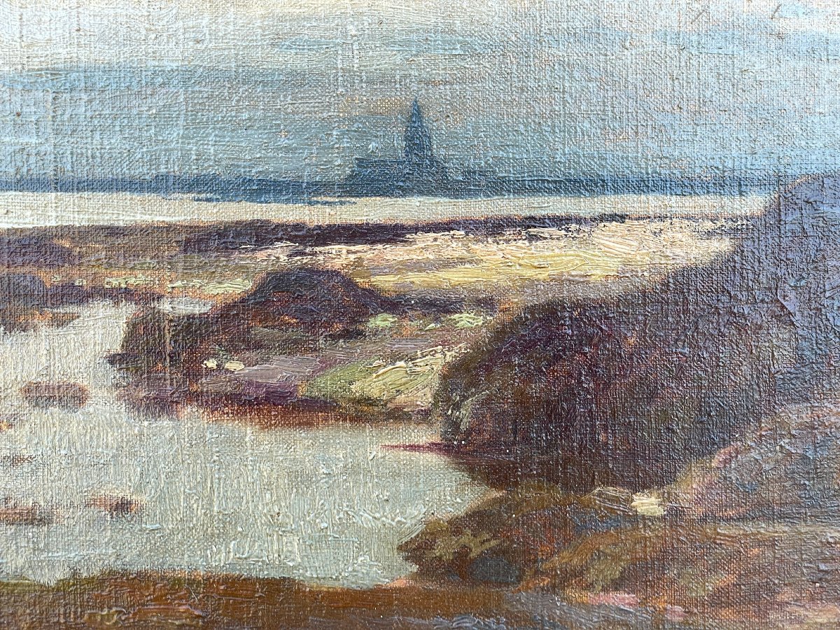 Marée basse devant le phare d’Ouessant, mer d’Iroise par Léon Broquet-photo-3