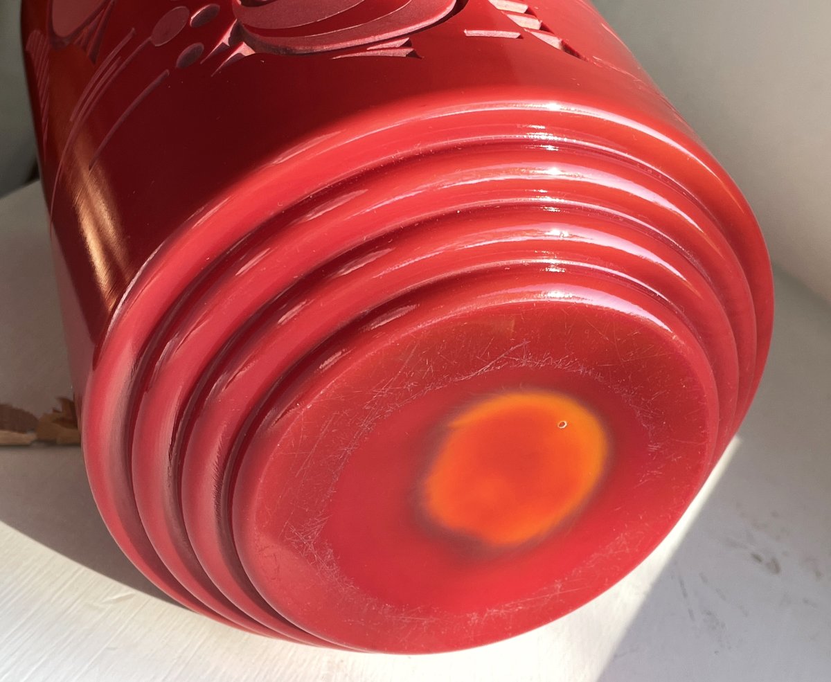 Delatte–jarvil Vase With Round Fish Design, Circa 1930-photo-6