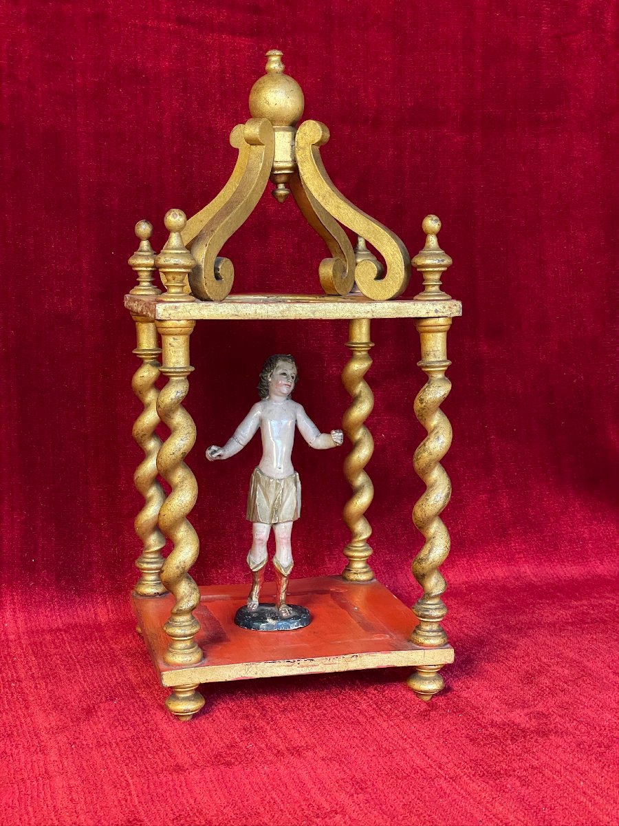 Twisted Gilded Wooden Canopy, For Displaying Small Objects-photo-2