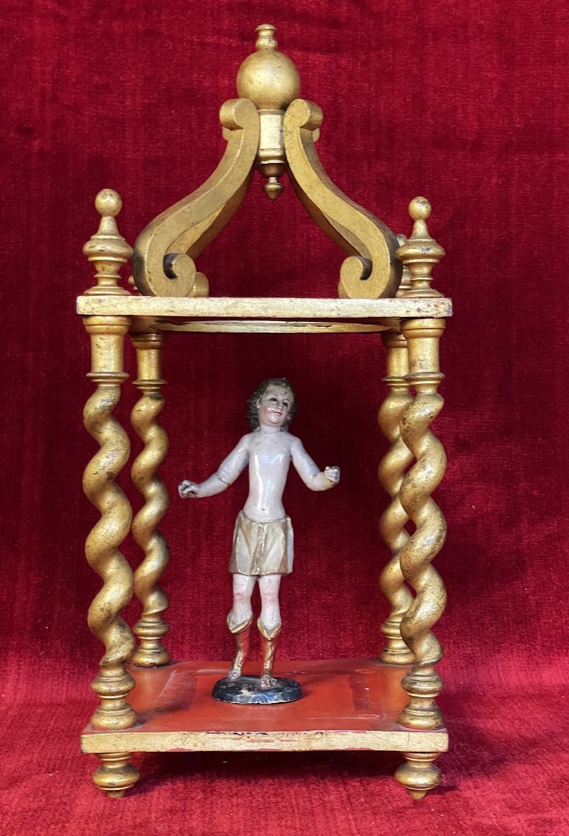 Twisted Gilded Wooden Canopy, For Displaying Small Objects-photo-3