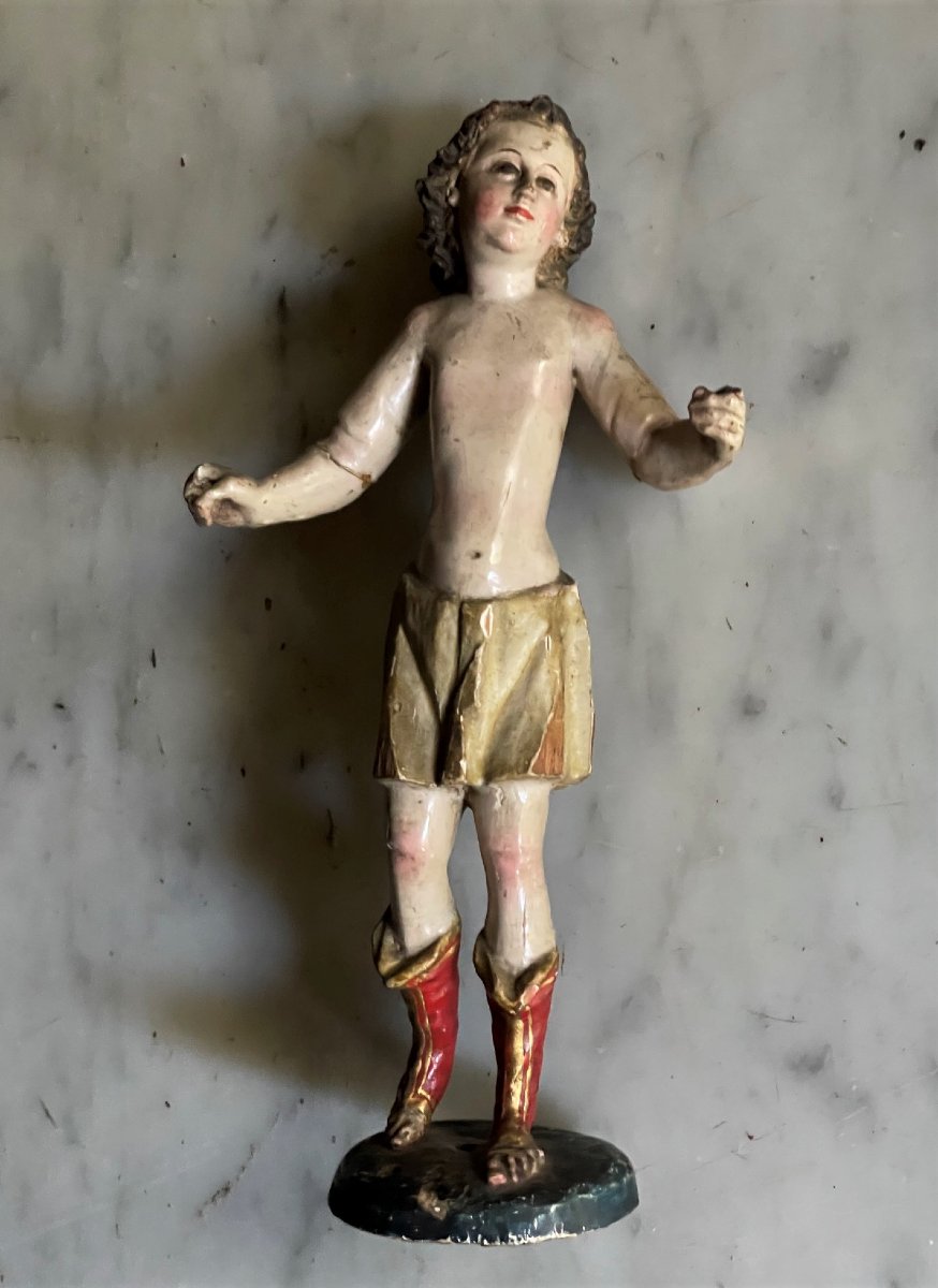 Finely Carved Polychrome Wooden Angel, Italy, 17th Century -photo-1