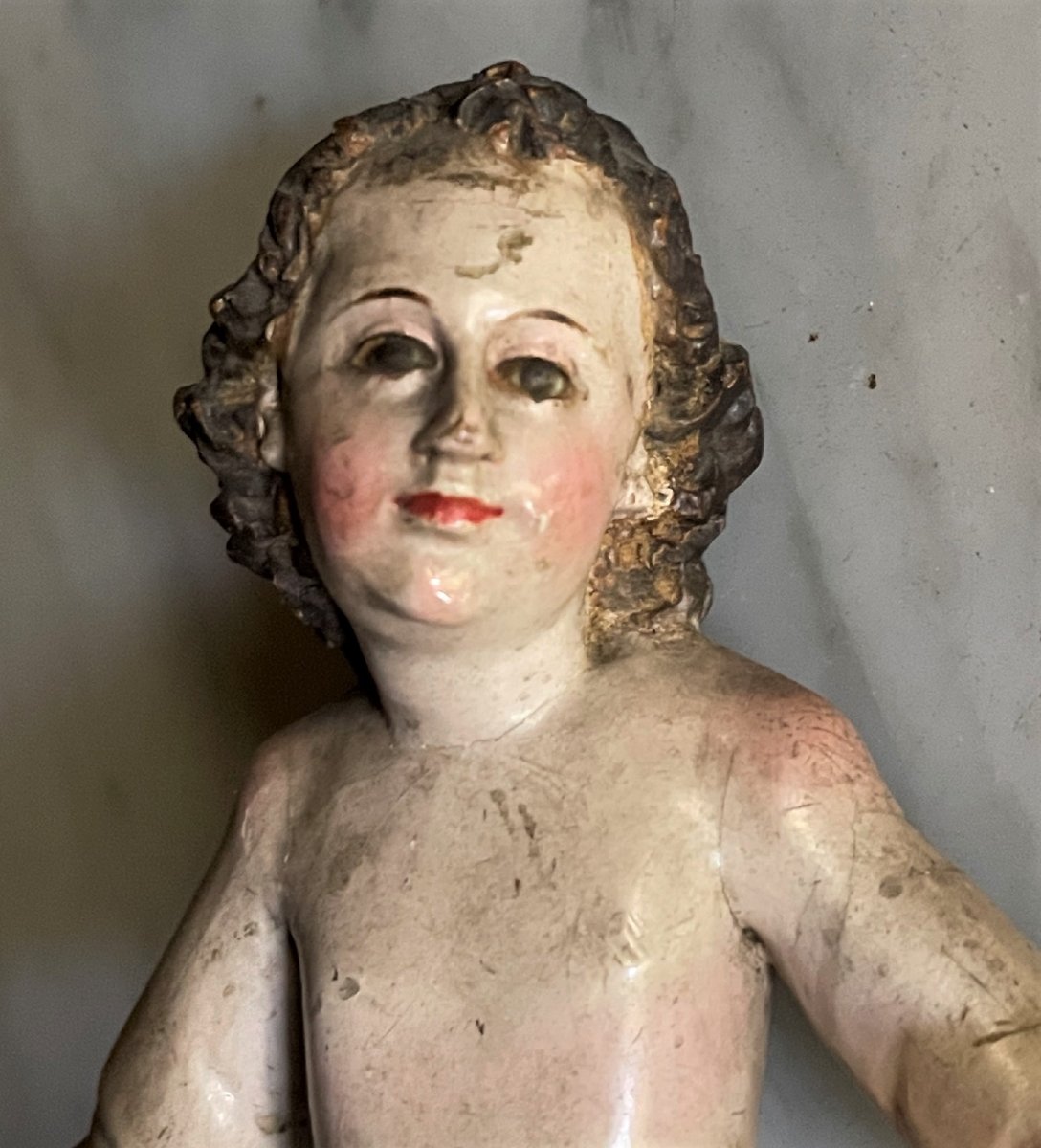 Finely Carved Polychrome Wooden Angel, Italy, 17th Century -photo-4