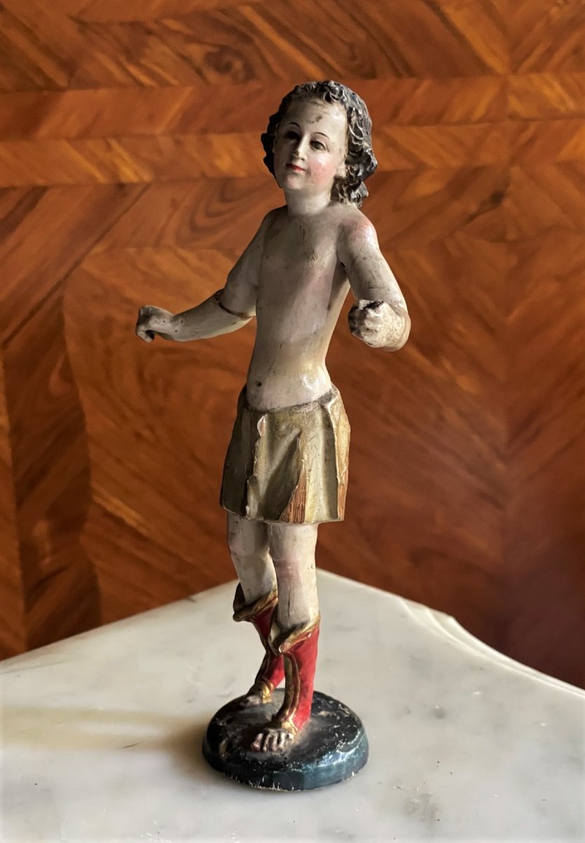 Finely Carved Polychrome Wooden Angel, Italy, 17th Century 