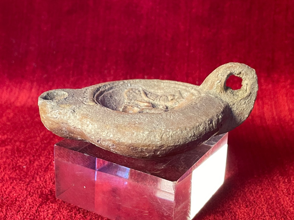 Terracotta Oil Lamp, Chariot In Motion, Roman Empire.-photo-4