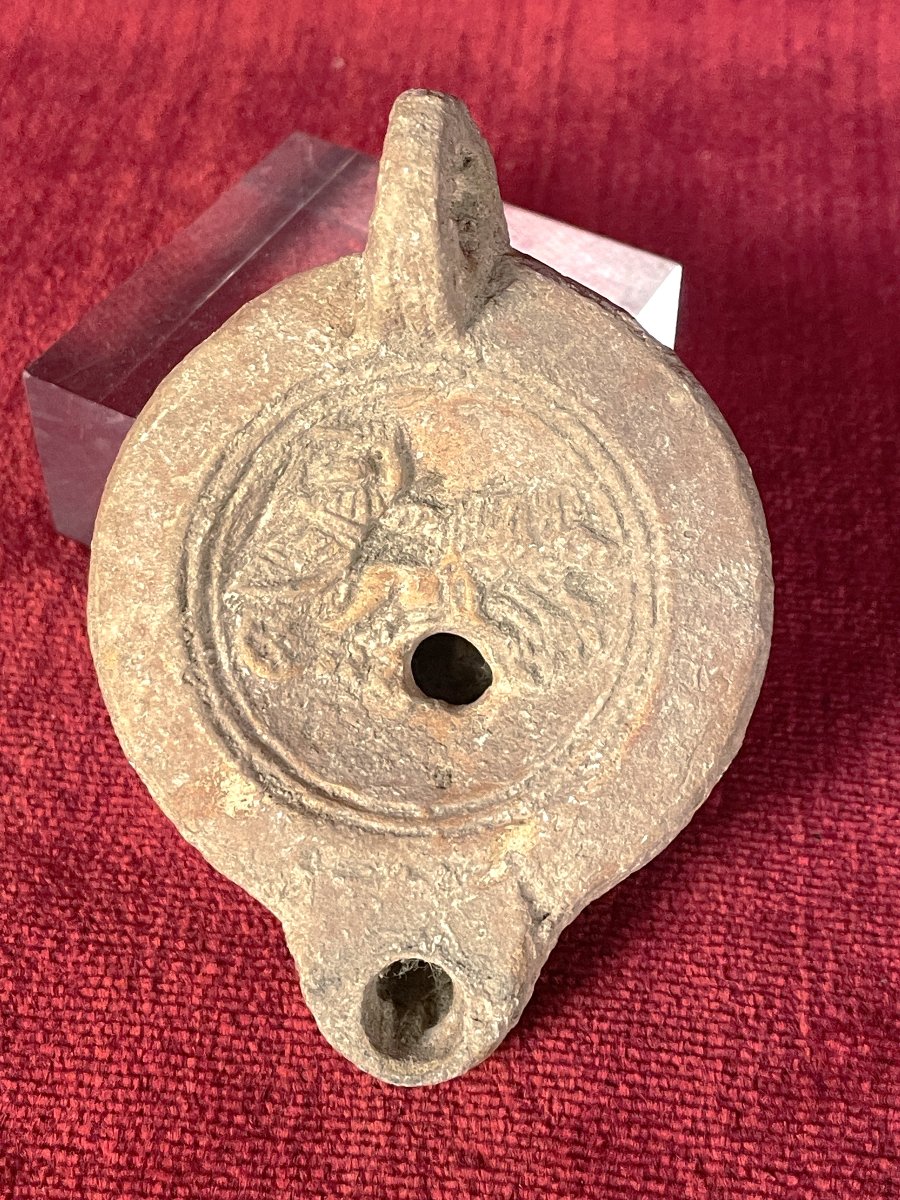 Terracotta Oil Lamp, Chariot In Motion, Roman Empire.