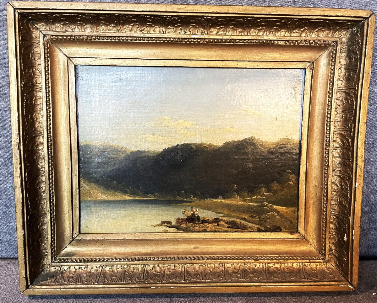 Lakeside Landscape In The Mountains, Italy? 19th Century