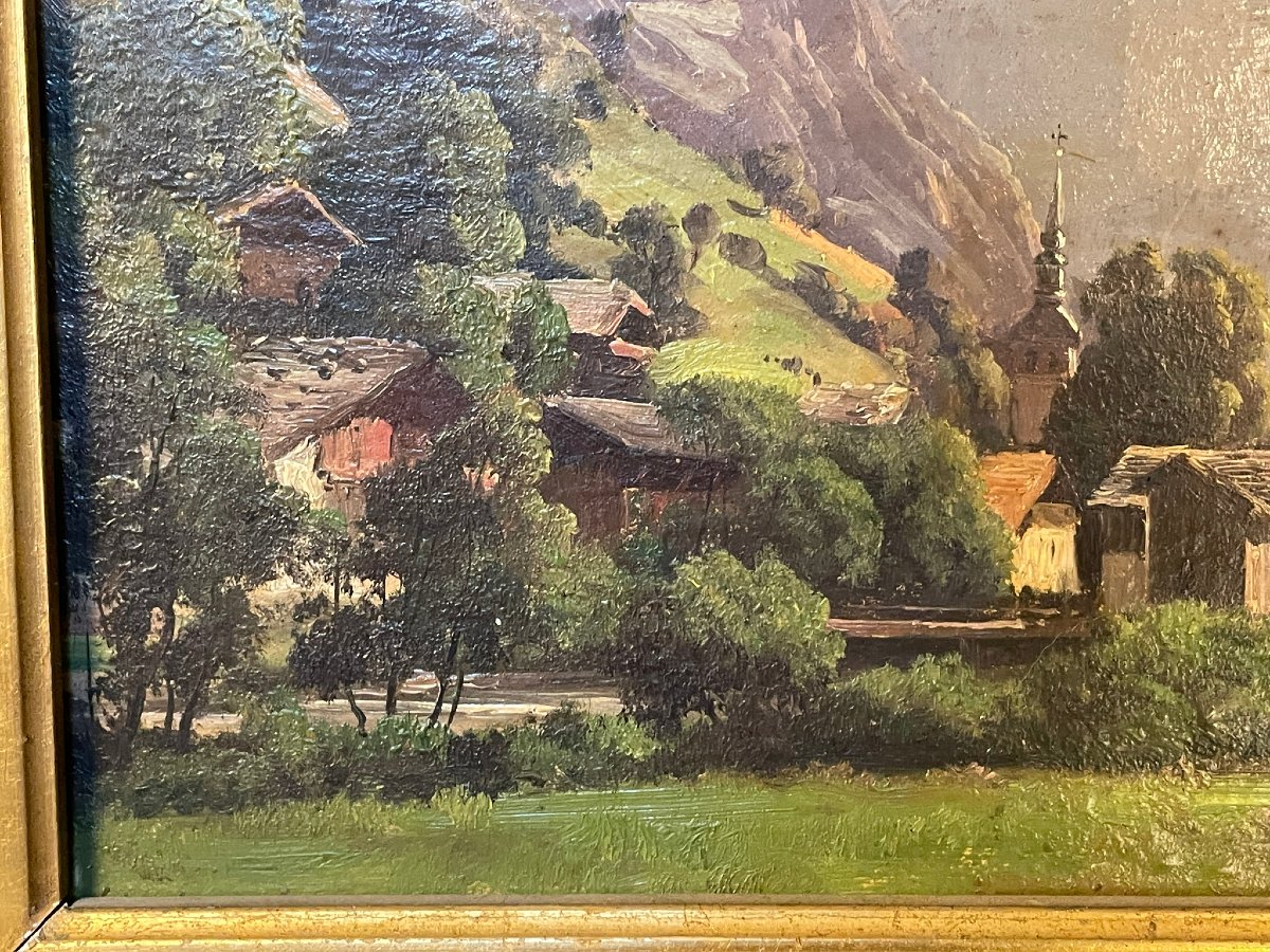 Chapelle et chalet dans un hameau de montagne, Alpes XIXème-photo-3