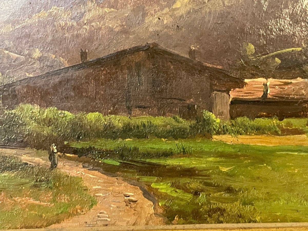 Chapelle et chalet dans un hameau de montagne, Alpes XIXème-photo-4