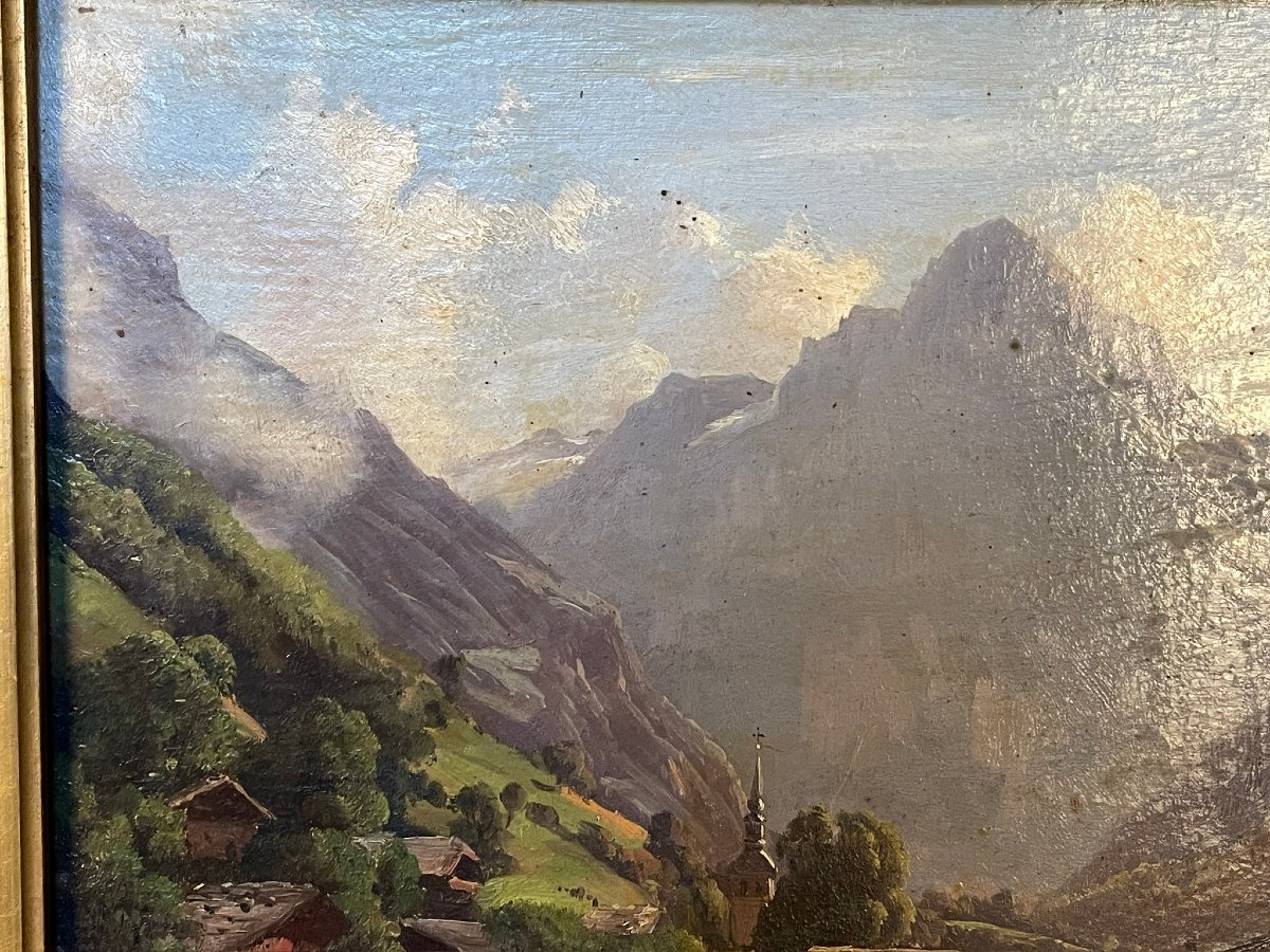 Chapelle et chalet dans un hameau de montagne, Alpes XIXème-photo-5