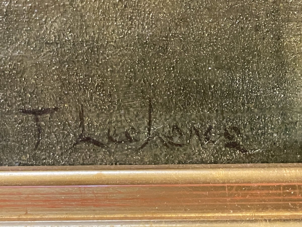 Les lavandières, paysage XIXème école de Barbizon-photo-2