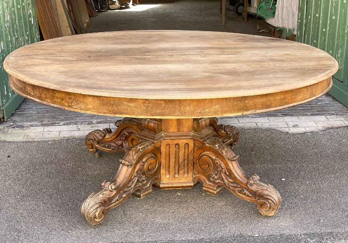 Important Oval Extendable Walnut Side Table, 170 Cm, Napoleon III Period, Dining Table-photo-3