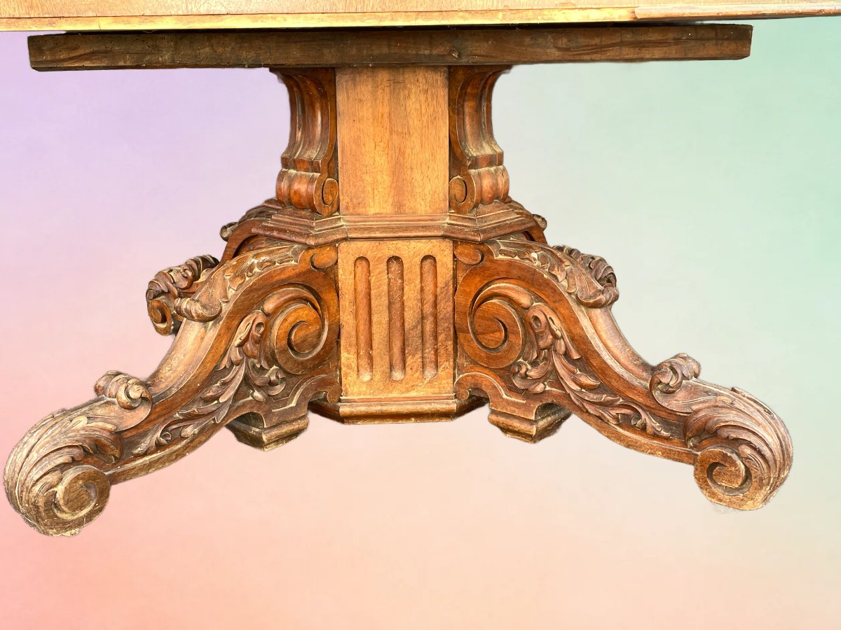 Important Oval Extendable Walnut Side Table, 170 Cm, Napoleon III Period, Dining Table-photo-4