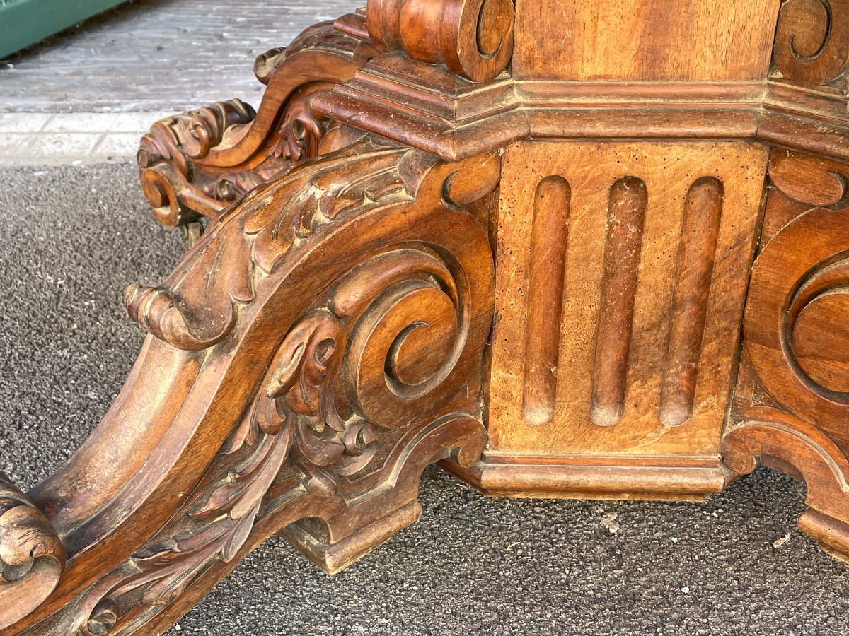 Important Oval Extendable Walnut Side Table, 170 Cm, Napoleon III Period, Dining Table-photo-1
