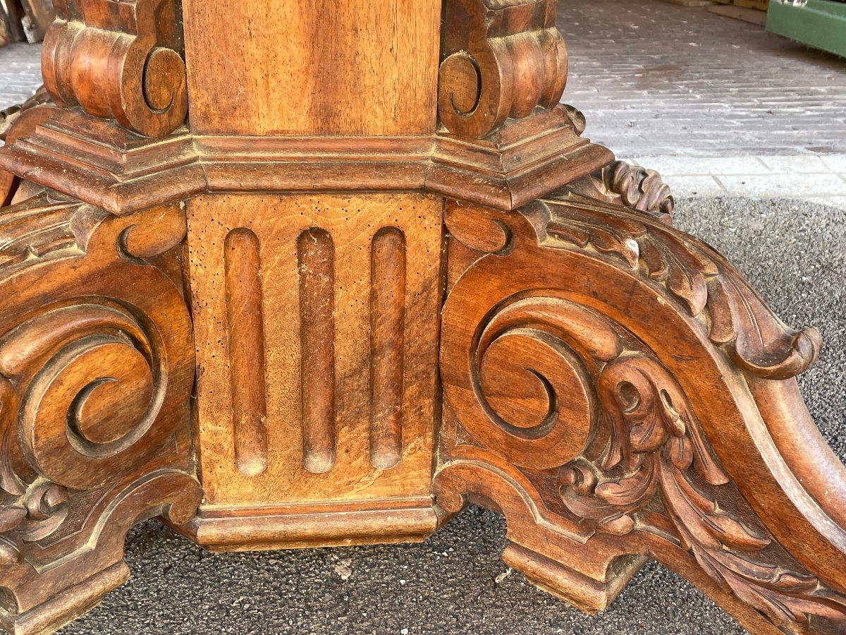 Important Oval Extendable Walnut Side Table, 170 Cm, Napoleon III Period, Dining Table-photo-2