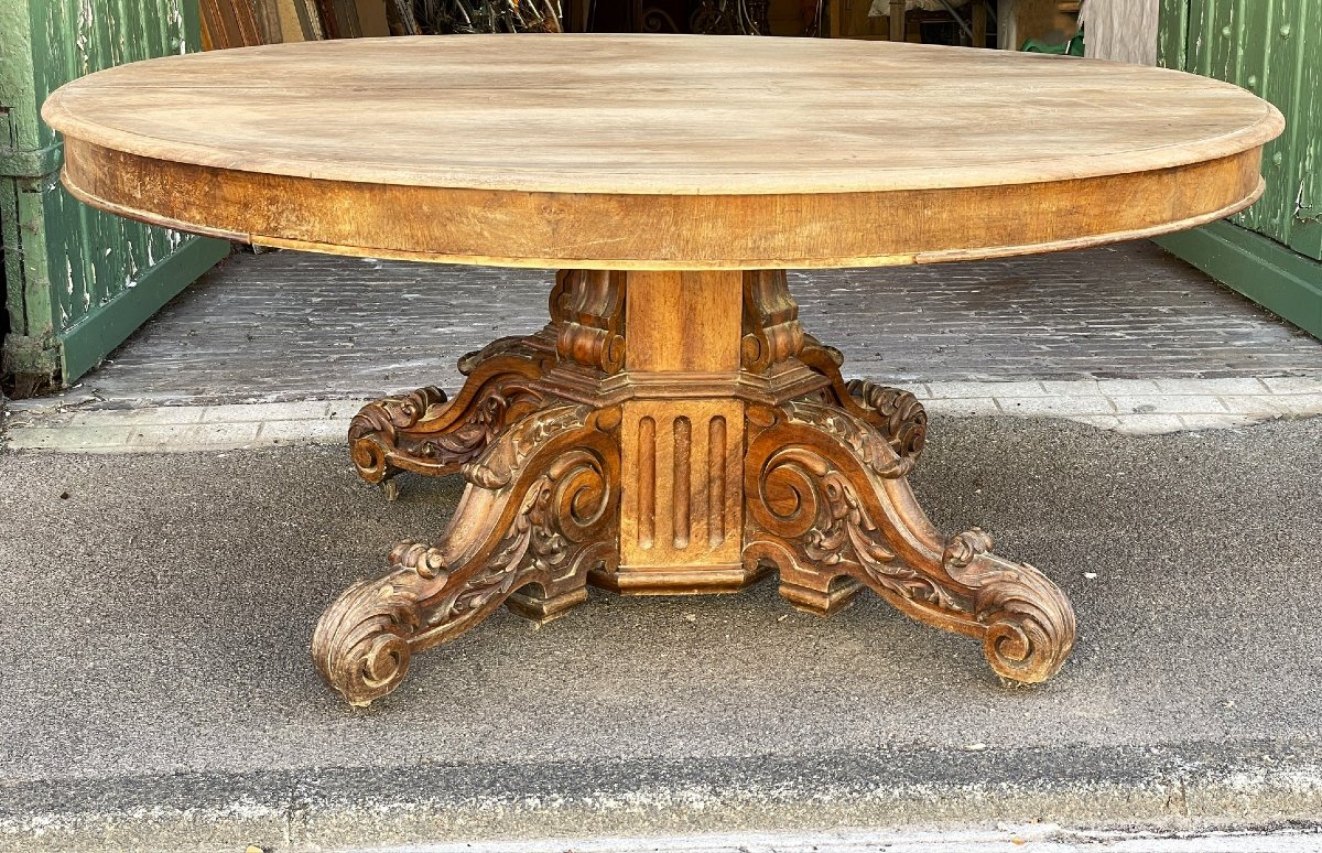 Important Oval Extendable Walnut Side Table, 170 Cm, Napoleon III Period, Dining Table