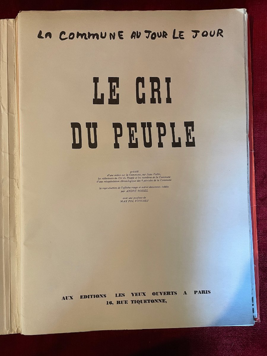 "the Cry Of The People" By Jules Vallès—les Yeux Ouverts, 1968-photo-2