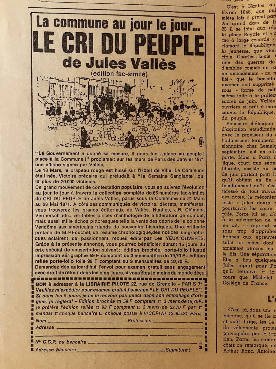 "the Cry Of The People" By Jules Vallès—les Yeux Ouverts, 1968-photo-3