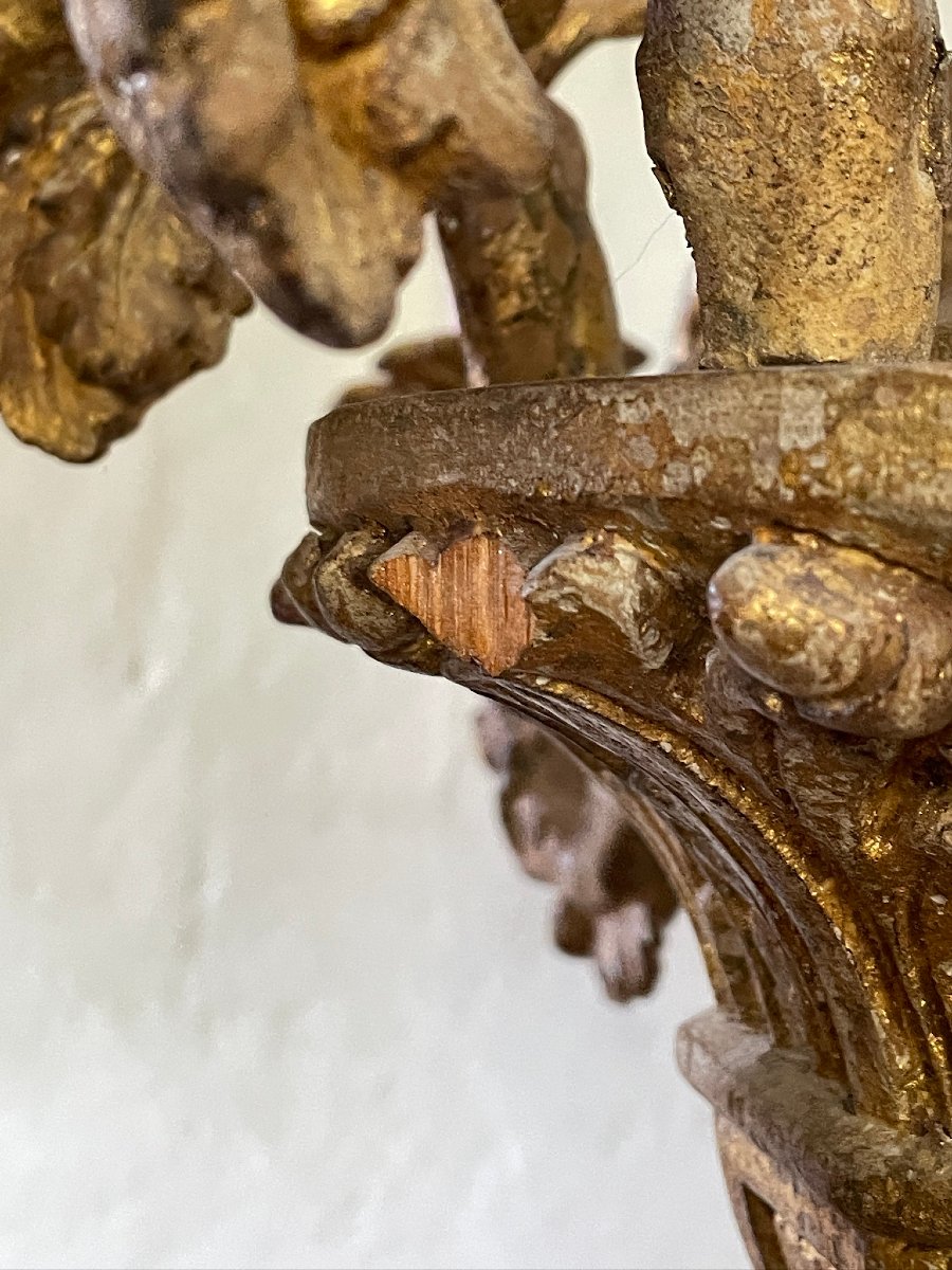 Grand lustre en bois doré de la maison florentine Chelini Italie-photo-3