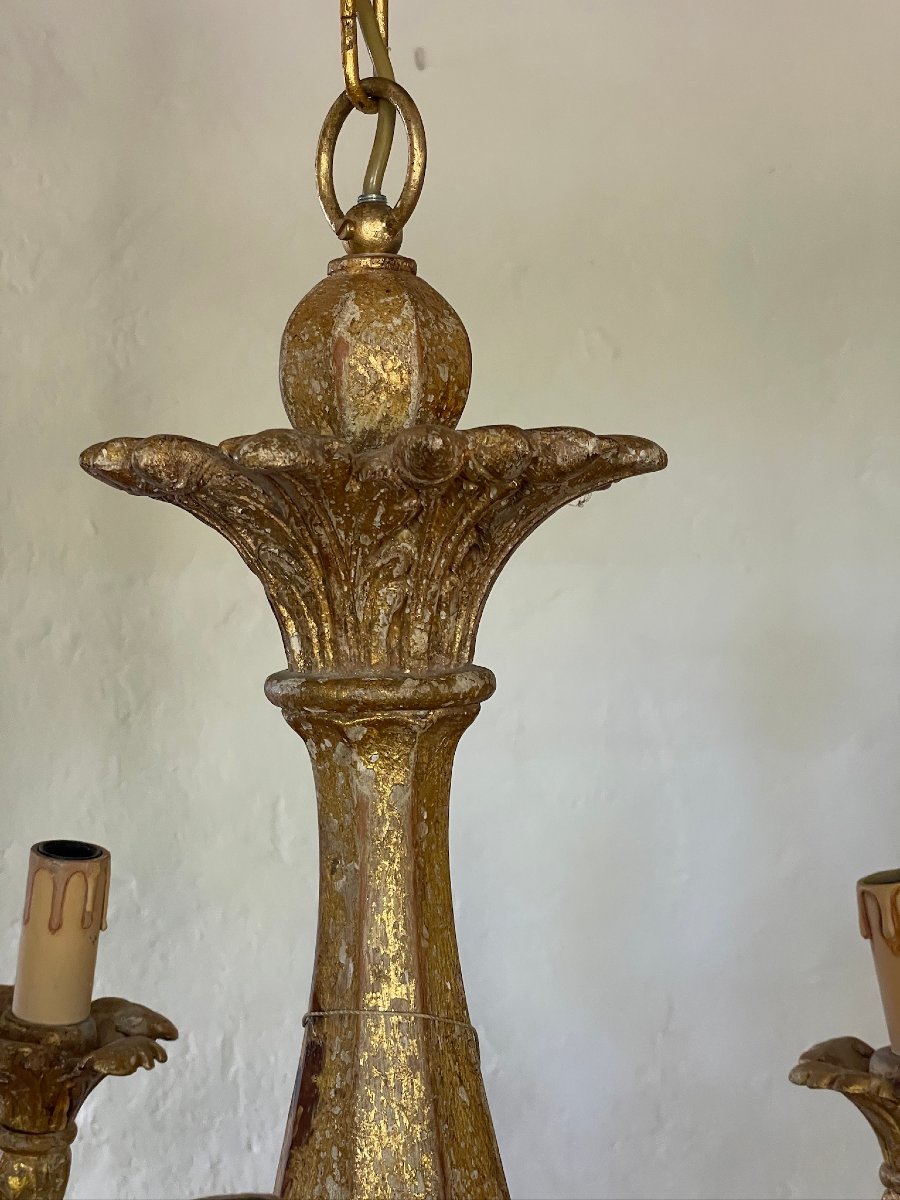 Grand lustre en bois doré de la maison florentine Chelini Italie-photo-4