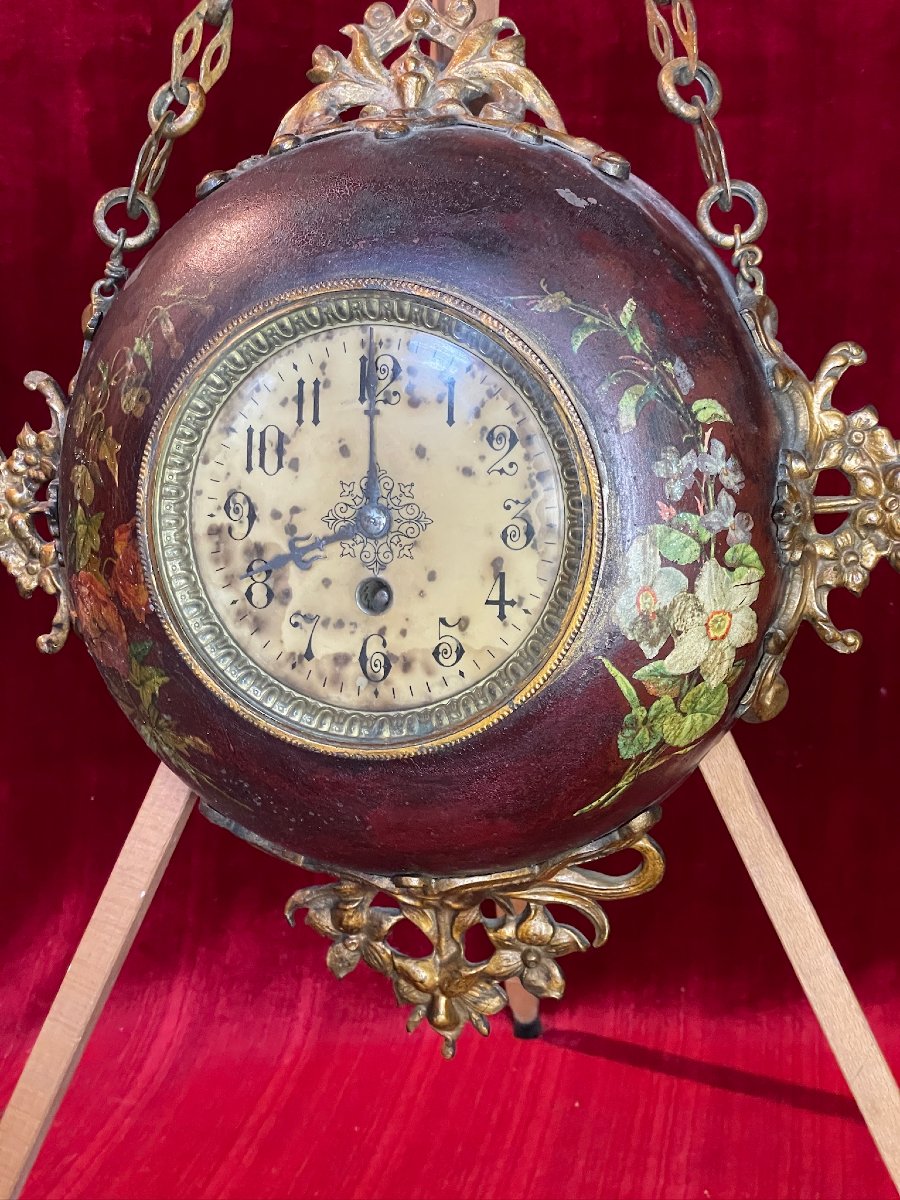 Wall-mounted Clock, Also Known As A “baker’s Clock,” Made Of Painted Sheet Metal And Gilded Metal, Late 19th Century-photo-2