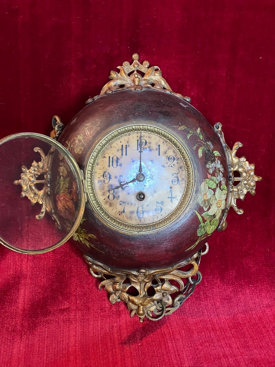 Wall-mounted Clock, Also Known As A “baker’s Clock,” Made Of Painted Sheet Metal And Gilded Metal, Late 19th Century-photo-4