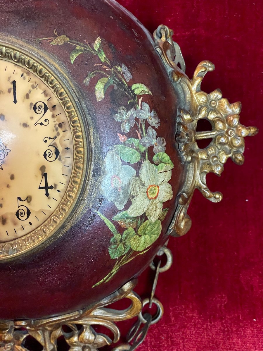Wall-mounted Clock, Also Known As A “baker’s Clock,” Made Of Painted Sheet Metal And Gilded Metal, Late 19th Century-photo-2